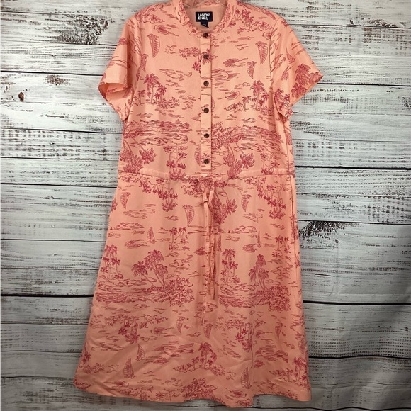 LANDS END SIZE XS 2 4 PEACH PINK DRESS VACATION BEACH ISLAND GUC - Picture 4 of 15